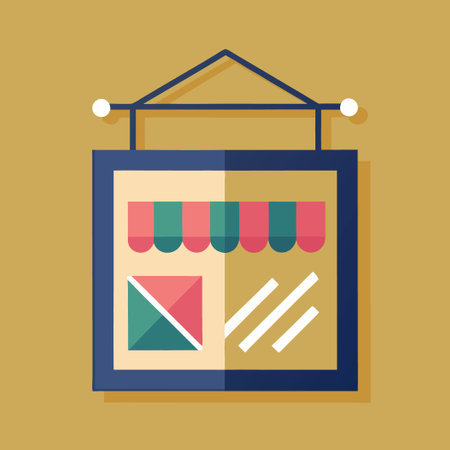 MinimalistGeometric Shop Sign Mockup for Small Businessesのイラスト素材