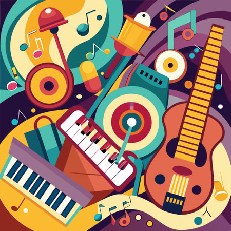 Calming Music Background for Relaxation and Focus with Abstract Designのイラスト素材