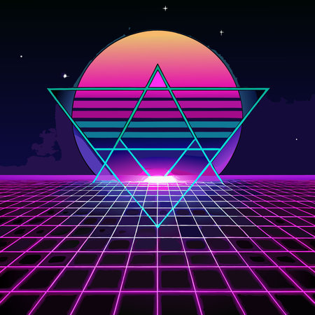 Glowing Neon Grid Lines Illuminating a Dark Background