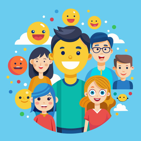 Joyous and Humorous Expressions: An Illustration of People with Funny and Happy Emojis