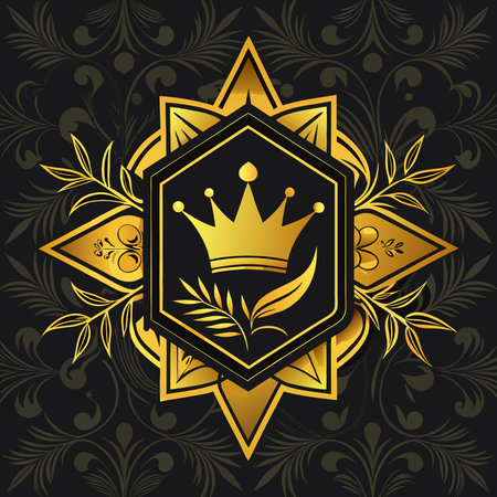 Enchanting Premium Black Label Accented with Golden Sparks and Delicate Golden Frameのイラスト素材