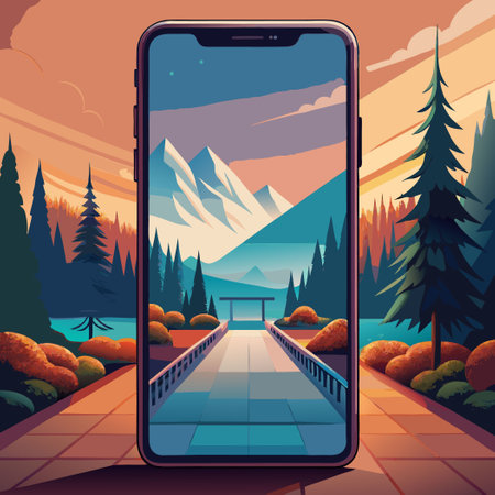 Premium Smartphone Screen Mockup Template for Mobile App Showcasesのイラスト素材