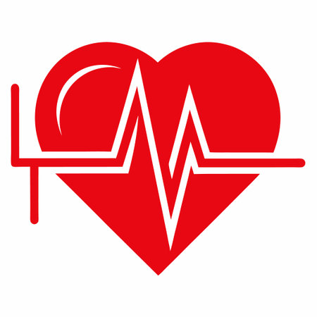 Red Medical Heartbeat Line Vector EKG Heart Shape Graph for Health Monitoringのイラスト素材