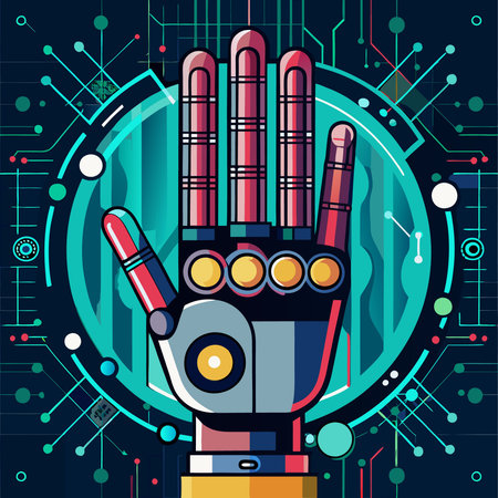 Robotic Hand Finger Assisted by Artificial Intelligence on a Technological Background