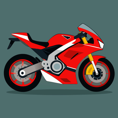 Striking and Sporty Red Sports Bike Poised for Actionのイラスト素材