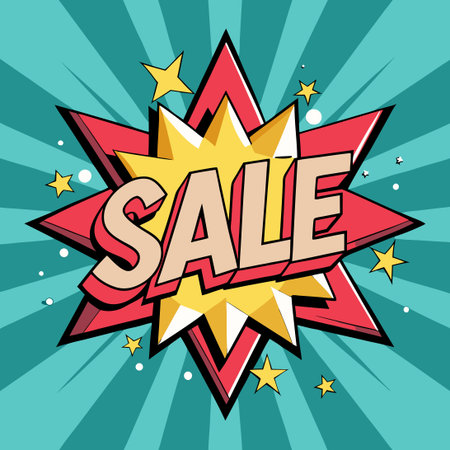 Comic-Inspired Sale Banner with Vibrant Pop Art Style