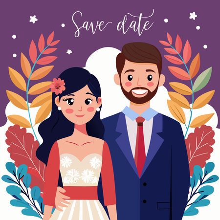 Save the Date: Elegant Wedding Invitation Card Design Mockupのイラスト素材
