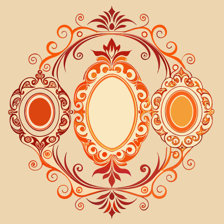 Mesmerizing Abstract Oval Frames Swathed in Swirling Ornamentsのイラスト素材