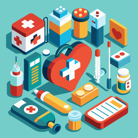 Three-Dimensional Medical Icons Depicting Various Health Professionsのイラスト素材