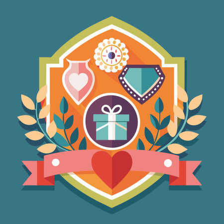 Elegant Wedding Invitation Design with Intricate Badges Vector Illustrationのイラスト素材