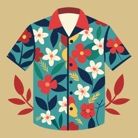 Stylish Shirt with Delicate Floral Pattern in Vibrant Huesのイラスト素材