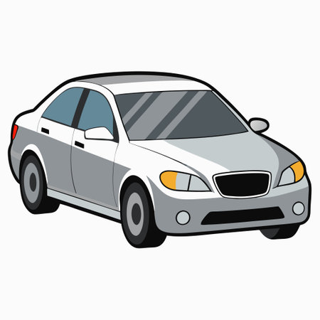 Sleek Silver Sedan Automobile Captured in Motion (2)のイラスト素材