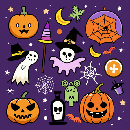 Spooky Halloween Icons for Social Media and Websitesのイラスト素材