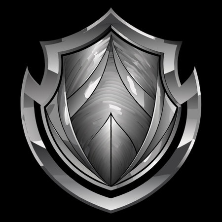 Silver shield on a black background. Vector illustration for your design.のイラスト素材