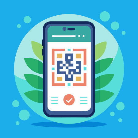 Smartphone Screen PSD Mockup Displaying a QR Codeのイラスト素材