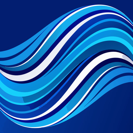 Flowing Azure Lines in Abstract Wavy Compositionのイラスト素材