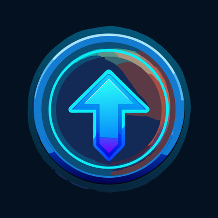 Glowing Neon Arrow Button Directing You to Swipe Up for Interactive Screen Interfaceのイラスト素材