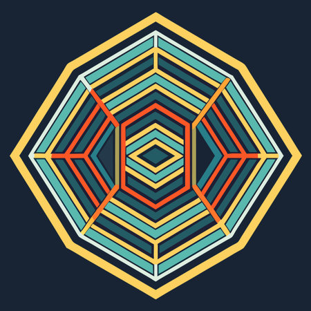 Stylish Abstract Hexagonal Line Patterned Background in Vibrant Hues