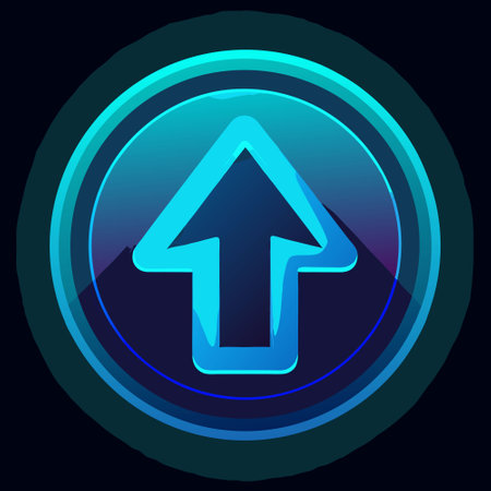 Glowing Neon Swipe Up Arrow Button for User Interface Designのイラスト素材