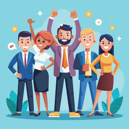 Portrait of a Successful and Happy Business Team Celebrating a Milestoneのイラスト素材
