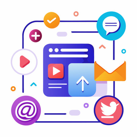 Vector modern flat design illustration concept of web development, social media marketing, digital marketing, content management, seo, seo, mobile app development, social media.のイラスト素材