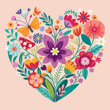 Delicate Valentine's Day Cards with Spring Floral Invitation Designsのイラスト素材