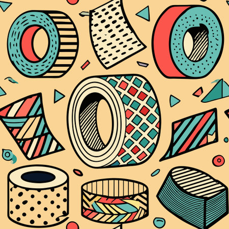 Washi Tape Collection Featuring Quirky and Whimsical Vector Doodle Elementsのイラスト素材