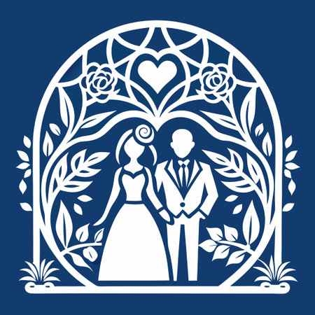 Elegant Vector Wedding Invitation Template for Laser Cutting Machinesのイラスト素材