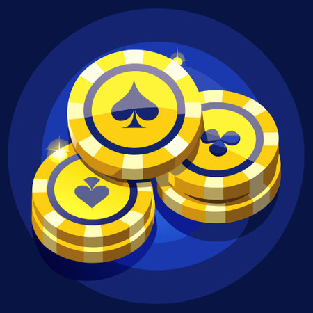 Glowing Yellow Casino Poker Chips with Luminous Highlightsのイラスト素材