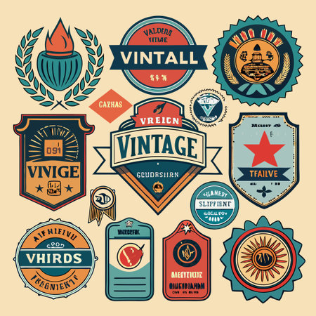 Retro Nostalgic Vintage Labels and Clip Art Stock Vector Collectionのイラスト素材