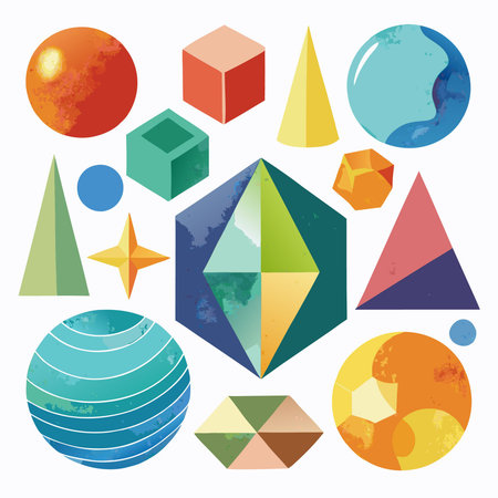 Watercolor Geometric Shapes Vector Collection in Vibrant Hues (Set of 5)