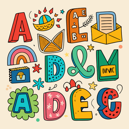 Doodle Collection of Creative Handwritten Weekday Lettersのイラスト素材