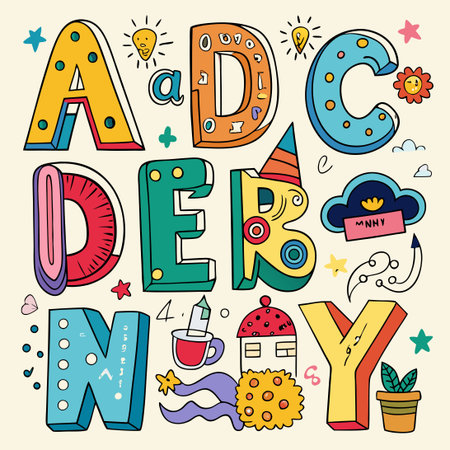 Hand-Drawn Doodle Collection of the Weekdays with Letters and Whimsical Elements