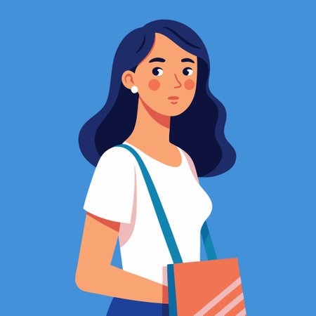 Stylish Woman Carrying a Modern Tote Bag in a Mockup Shotのイラスト素材