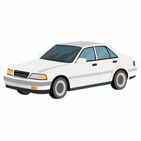 White Sedan Car Isolated on a Pristine White Background for Automotive Advertisingのイラスト素材
