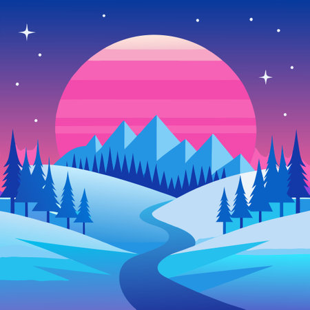 Mesmerizing Winter Gradient Background in Ethereal Blue and Pink Huesのイラスト素材