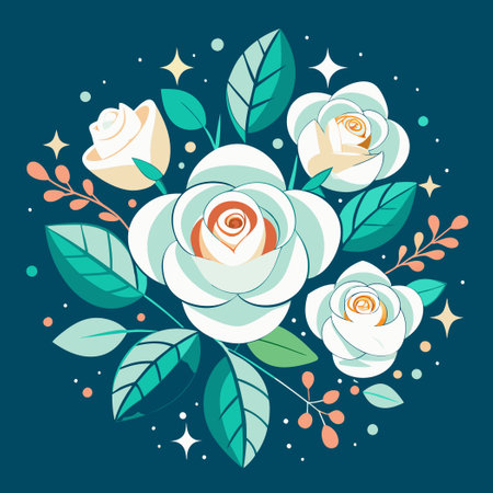 White Roses Blossoming with Inspiration and Fragranceのイラスト素材