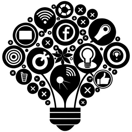 Modern Illustration Depicting Social Media's Impact on Social Livesのイラスト素材