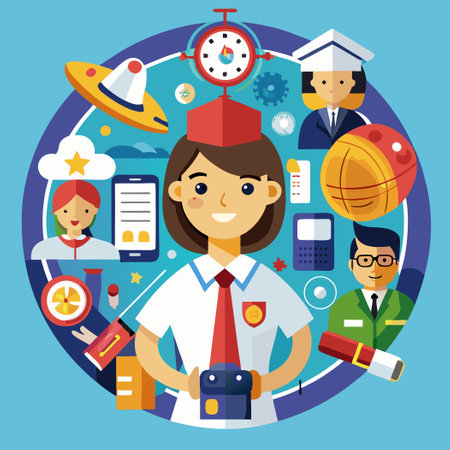 Vector Illustration of Diverse Career Options and Professions Setのイラスト素材