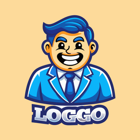 Vector Logo Illustration of a Cheerful Businessman Mascot with a Thumbs Upのイラスト素材