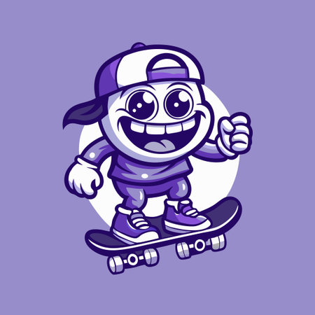 Mascot Illustration of a Cute Cartoon Skateboarderのイラスト素材