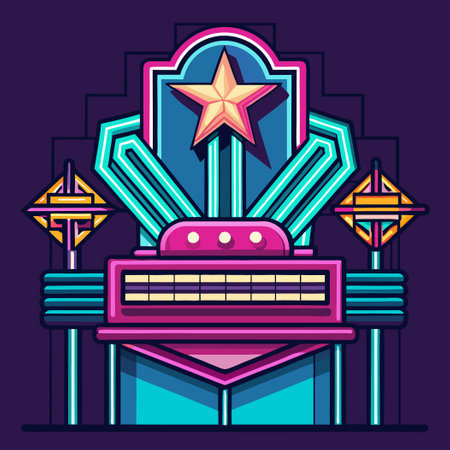 Luminescent "You're Here" Neon Sign for Business or Eventsのイラスト素材