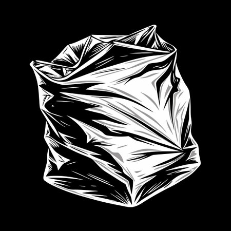 Visually Stunning Wrinkled Plastic Wrap Texture on Black Backgroundのイラスト素材