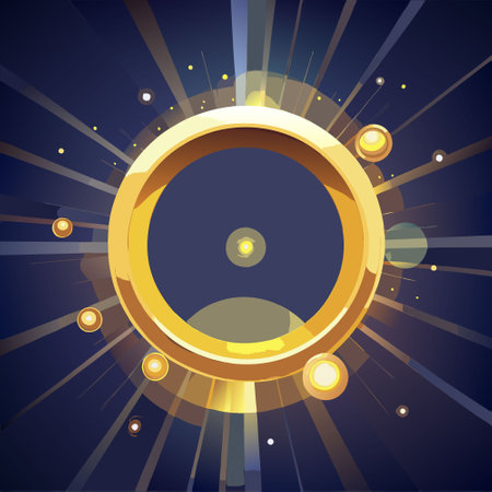 Glowing Golden Ring with Ethereal Light Circle on an Abstract Backgroundのイラスト素材