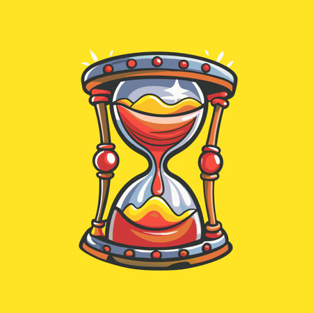 Vintage-Style Hourglass Line Art Logo Vector Mascot with Decorative Flourishes