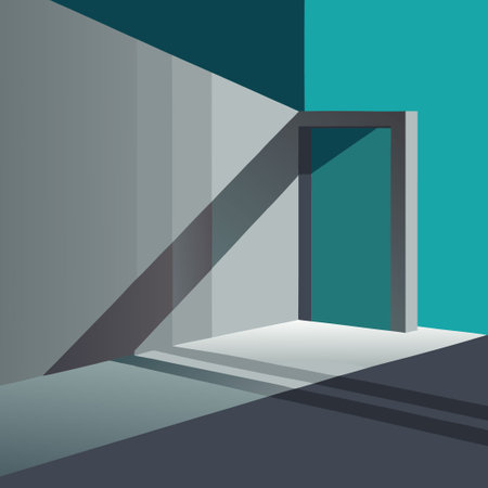 Dramatic Abstract Cement Wall with Deep Shadows and Contrasting Lightのイラスト素材