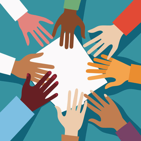 Diverse Hands Collaborating on a Creative Projectのイラスト素材