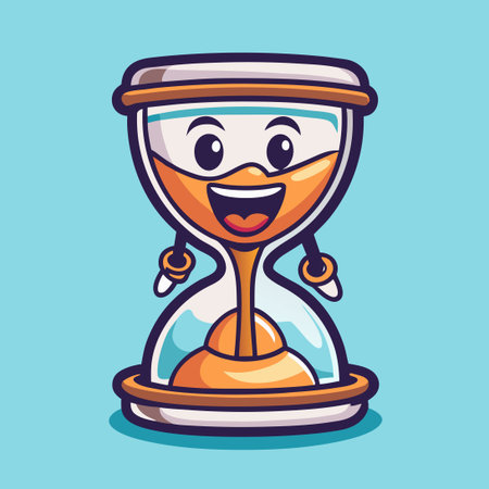 Monochrome Vector Mascot Character of an Hourglass with a Stylish Design
