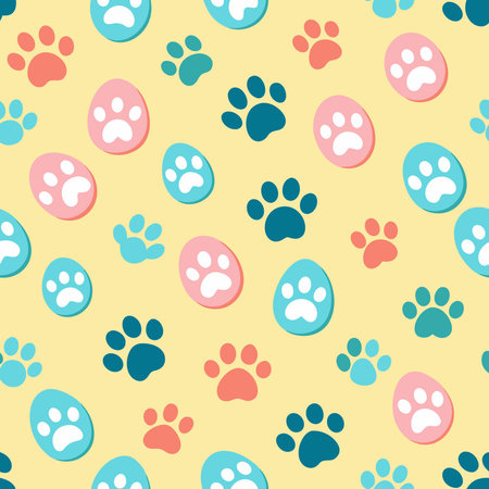Adorable Seamless Animal Pattern Background with Cute Paw Printsのイラスト素材