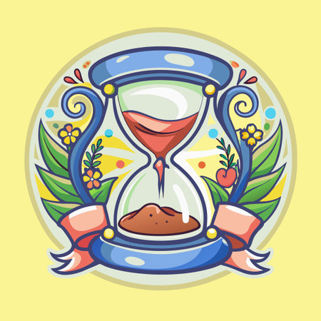 Vintage-Style Hourglass Line Art Logo with Detailed Embellishments